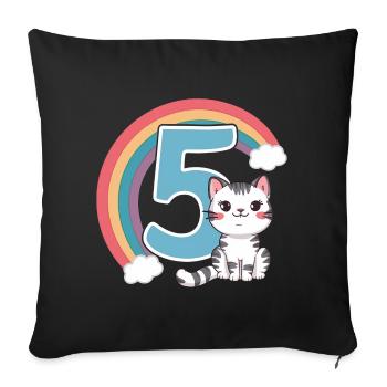 Cute Cat - 5th Birthday - 5 Years - Sofa pillowcase 17,3'' x 17,3'' (45 x 45 cm) - black - Front