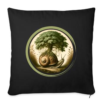 Escargot avec un bonsaï sur la coquille d’escargot - Housse de coussin décorative 45 x 45 cm - noir - Devant