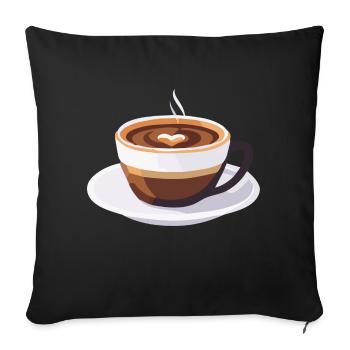 Café Frenchpress Cappuccino Latte Art - Housse de coussin décorative 45 x 45 cm - noir - Devant