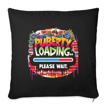 La puberté est en cours de chargement... veuillez patienter - Housse de coussin décorative 45 x 45 cm - noir - Devant