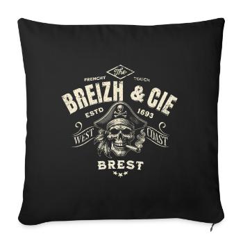 Breizh Cie Brest France Bretagne - Housse de coussin décorative 45 x 45 cm - noir - Devant