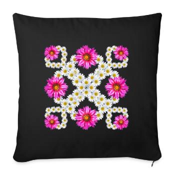Gazania Marguerite Blossom Floral Pattern Daisies - Sofa pillowcase 17,3'' x 17,3'' (45 x 45 cm) - black - Front