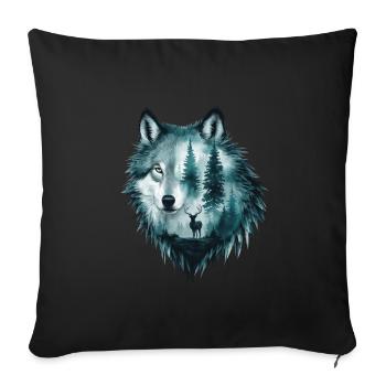 Wolfskopf Silhouette Design - Sofakissenbezug 45 x 45 cm - Schwarz - Vorne