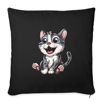 Playful kitten with big eyes - Sofa pillowcase 17,3'' x 17,3'' (45 x 45 cm) - black - Front