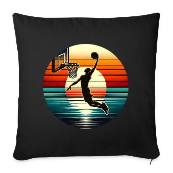Basket-ball Basketteurs Joueurs - Housse de coussin décorative 45 x 45 cm - noir - Devant