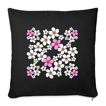 fleur de motif floral fleur de vrille florale - Housse de coussin décorative 45 x 45 cm - noir - Devant