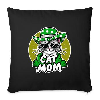 Cat Mom Funny Cat with Sunglasses and Dresses - Sofa pillowcase 17,3'' x 17,3'' (45 x 45 cm) - black - Front