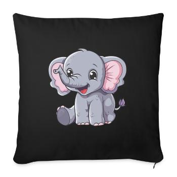 Éléphant mignon pour les enfants - Housse de coussin décorative 45 x 45 cm - noir - Devant