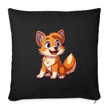 Un chiot joyeux pour les amoureux des animaux - Housse de coussin décorative 45 x 45 cm - noir - Devant