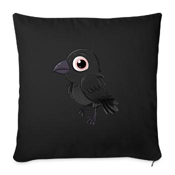 Adorable kawaii crow with big eyes - Sofa pillowcase 17,3'' x 17,3'' (45 x 45 cm) - black - Front