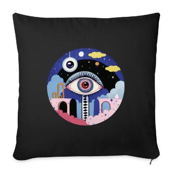 Œil psychédélique - Housse de coussin décorative 45 x 45 cm - noir - Devant