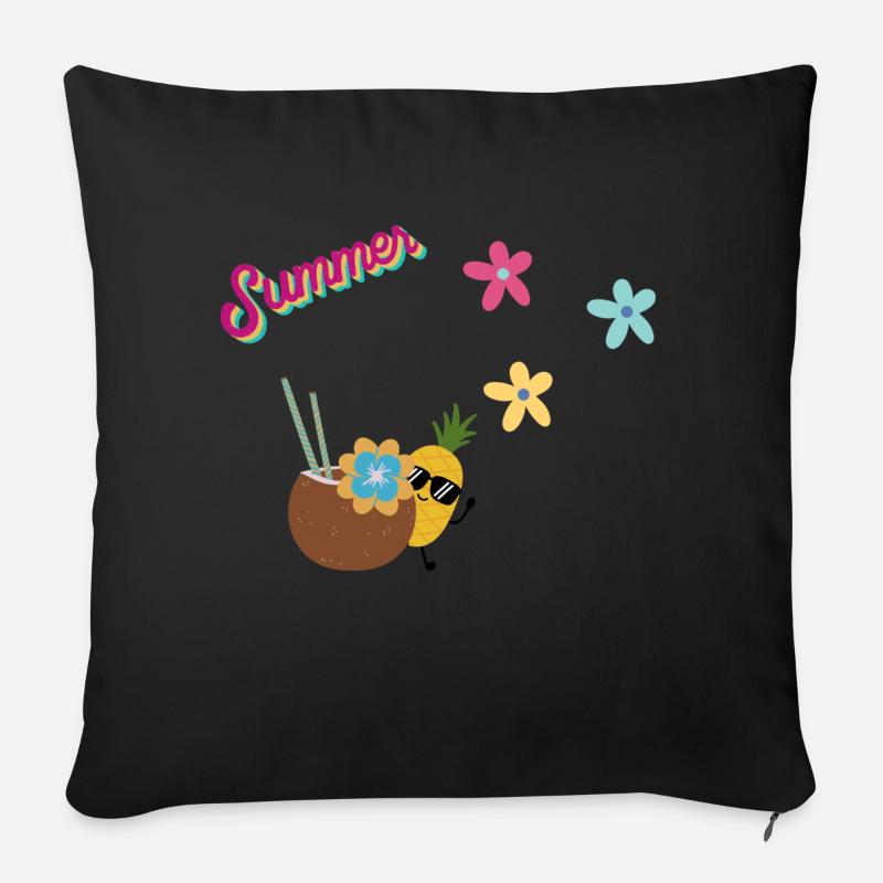 Summer Pineapple - Sofa pillowcase 17,3'' x 17,3'' (45 x 45 cm) - black