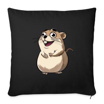 Suricate de dessin animé excité mignon - Housse de coussin décorative 45 x 45 cm - noir - Devant