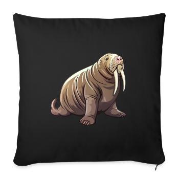 Majestic walrus look for you - Sofa pillowcase 17,3'' x 17,3'' (45 x 45 cm) - black - Front