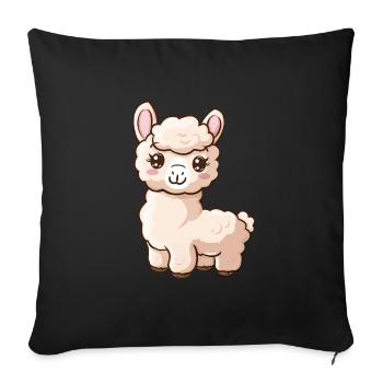 Joli motif d’alpaga pour les amoureux des animaux - Housse de coussin décorative 45 x 45 cm - noir - Devant