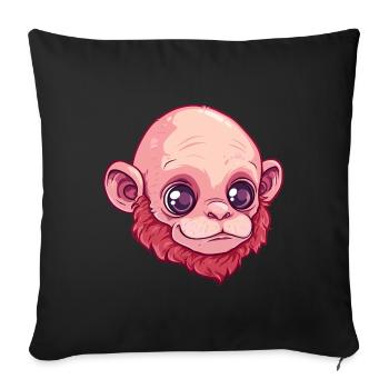 Uakari monkey face with big eyes - Sofa pillowcase 17,3'' x 17,3'' (45 x 45 cm) - black - Front
