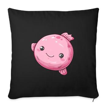 Poisson à bulles rose avec un sourire charmant - Housse de coussin décorative 45 x 45 cm - noir - Devant