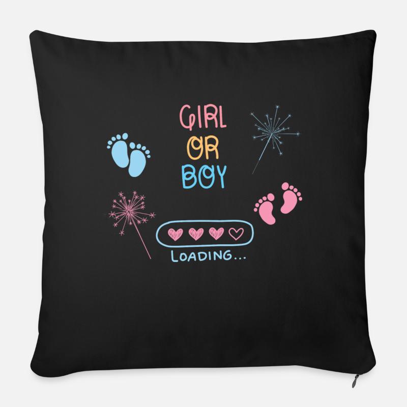 Fille ou garçon - Housse de coussin décorative 45 x 45 cm - noir