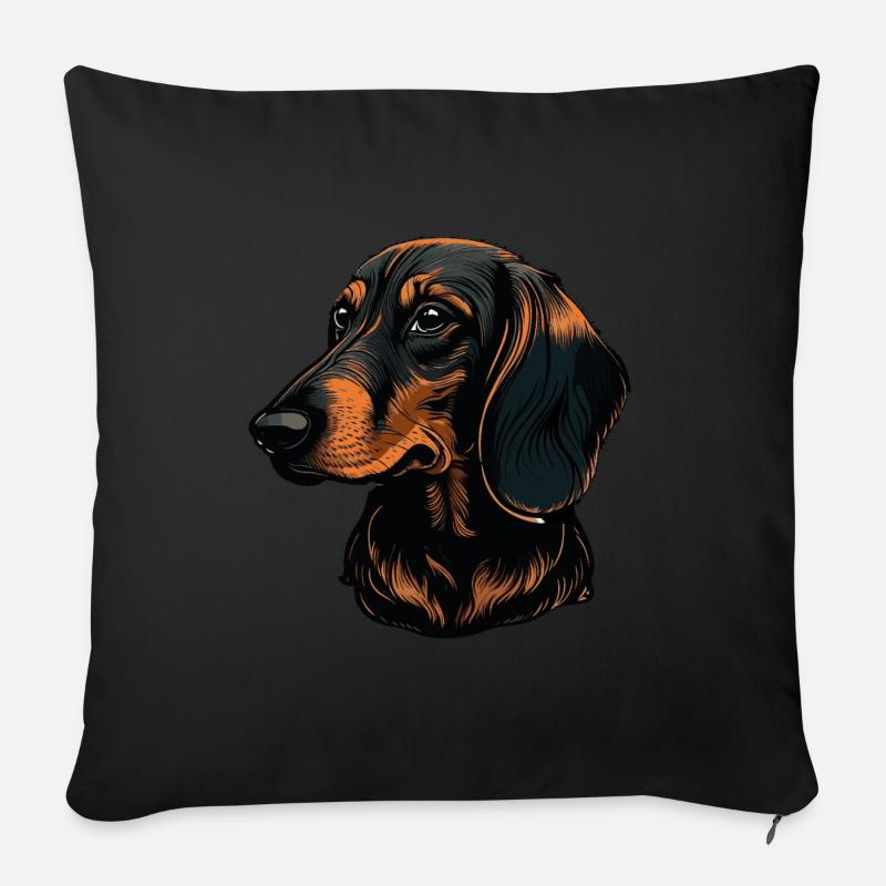 Teckel - Housse de coussin décorative 45 x 45 cm - noir