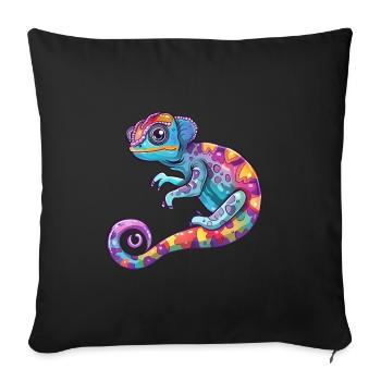 Colorful Chameleon Discovery Trip - Sofa pillowcase 17,3'' x 17,3'' (45 x 45 cm) - black - Front