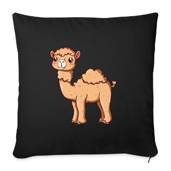 L’alpaga mignon vous sourit - Housse de coussin décorative 45 x 45 cm - noir - Devant