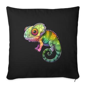 Colorful Chameleon Fantasy Creature - Sofa pillowcase 17,3'' x 17,3'' (45 x 45 cm) - black - Front