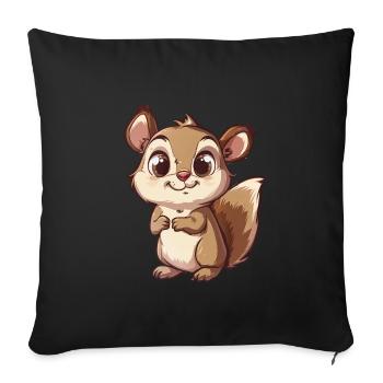 Tamia mignon avec de grands yeux - Housse de coussin décorative 45 x 45 cm - noir - Devant