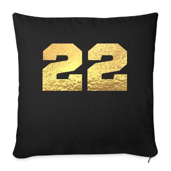 Number 22 Gold Glitter - 22nd Anniversary - Sofa pillowcase 17,3'' x 17,3'' (45 x 45 cm) - black - Front