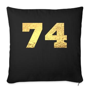 74 Gold Glitter - 74 Birthday - Sofa pillowcase 17,3'' x 17,3'' (45 x 45 cm) - black - Front
