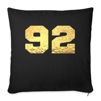 Number 92 Gold Glitter - 92nd Birthday - Sofa pillowcase 17,3'' x 17,3'' (45 x 45 cm) - black - Front