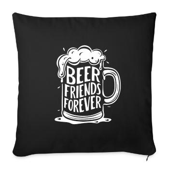 Chope à bière disant des amis de bière pour toujours - Housse de coussin décorative 45 x 45 cm - noir - Devant