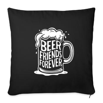 Chope à bière disant des amis de bière pour toujours - Housse de coussin décorative 45 x 45 cm - noir - Devant