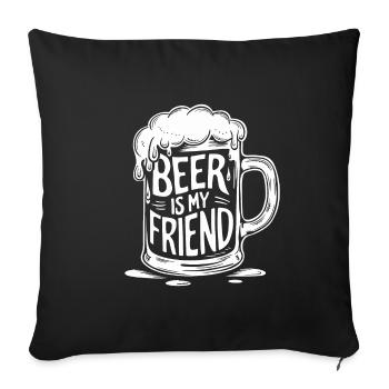 Chope de bière Dire que la bière est mon amie - Housse de coussin décorative 45 x 45 cm - noir - Devant
