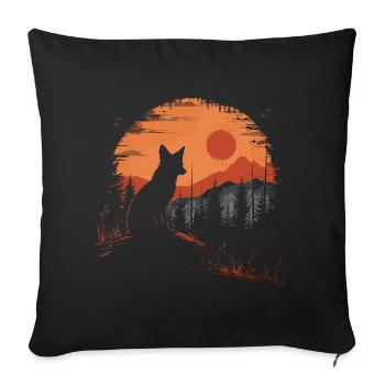 Tête de renard forêt animaux nature arbres bébé renard - Housse de coussin décorative 45 x 45 cm - noir - Devant