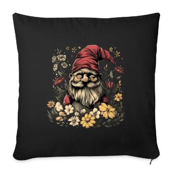 Nain de jardin drôle - Housse de coussin décorative 45 x 45 cm - noir - Devant