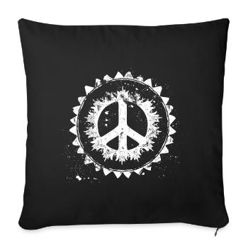 Signe de paix rétro urbain - Housse de coussin décorative 45 x 45 cm - noir - Devant