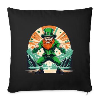 St. Patrick's Day Kleeblatt Kobold - Sofakissenbezug 45 x 45 cm - Schwarz - Vorne