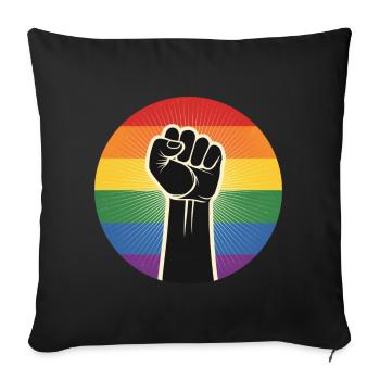 Poing des droits LGBTQ - Housse de coussin décorative 45 x 45 cm - noir - Devant