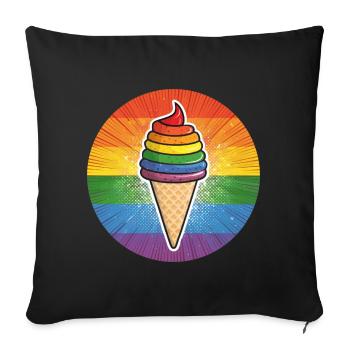 LGBTQ Ice Cream Eis - Sofa pillowcase 17,3'' x 17,3'' (45 x 45 cm) - black - Front