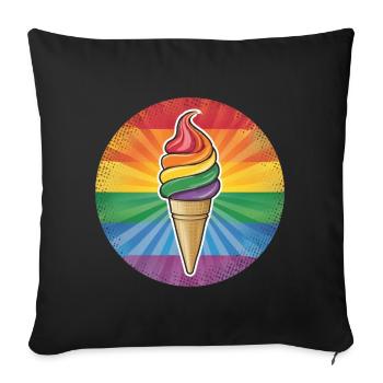 LGBTQ Ice Cream Eis - Sofa pillowcase 17,3'' x 17,3'' (45 x 45 cm) - black - Front