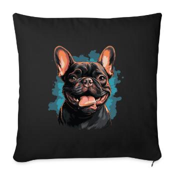 Bouledogue français - Housse de coussin décorative 45 x 45 cm - noir - Devant