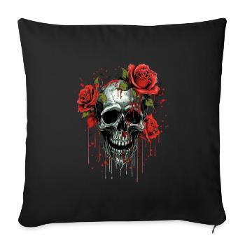 Flower Skull - Sofa pillowcase 17,3'' x 17,3'' (45 x 45 cm) - black - Front