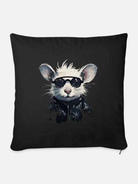 Coole Ratte - Sofakissenbezug 45 x 45 cm - Schwarz