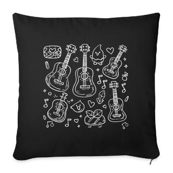 Cartoon Ukulele - Sofa pillowcase 17,3'' x 17,3'' (45 x 45 cm) - black - Front