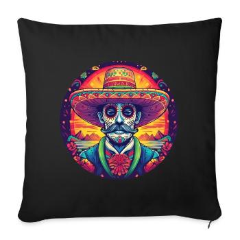 5 de Mayo Party Drinko de Mayo Sugar Skull Sombr - Sofa pillowcase 17,3'' x 17,3'' (45 x 45 cm) - black - Front