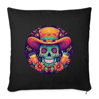 5 de Mayo Party Drinko de Mayo Sugar Skull Drink - Sofa pillowcase 17,3'' x 17,3'' (45 x 45 cm) - black - Front