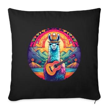 5 de Mayo Party Drinko de Mayo Lama and Guitar - Sofa pillowcase 17,3'' x 17,3'' (45 x 45 cm) - black - Front