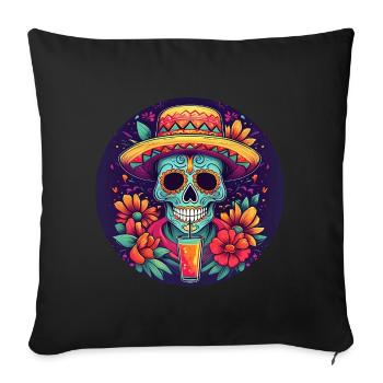 5 de Mayo Party Drinko de Mayo Sugar Skull Drink - Sofa pillowcase 17,3'' x 17,3'' (45 x 45 cm) - black - Front