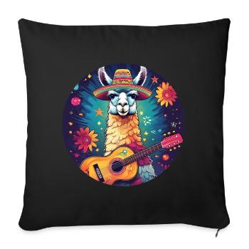 5 de Mayo Party Drinko de Mayo Lama and Guitar - Sofa pillowcase 17,3'' x 17,3'' (45 x 45 cm) - black - Front
