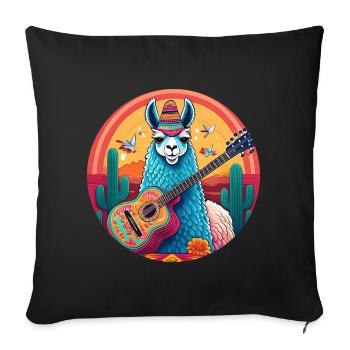 5 de Mayo Party Drinko de Mayo Lama and Guitar - Sofa pillowcase 17,3'' x 17,3'' (45 x 45 cm) - black - Front